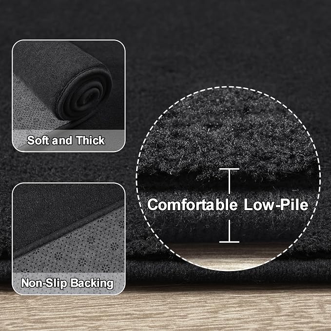 Amearea Black Round Area Rugs 4ft Circle Rugs for Bedroom Living Room | Washable Fluffy Indoor Thickened Memory Foam Rug, Non Slip Minimalist Circular Carpet for Boys Girls Dorm Nursery Room Decor