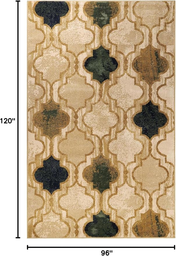 SUPERIOR Modern Indoor Area Rug, Non Slip Rug, 8'x10', Cream | Geometric Design Floor Décor, Easy Care High Traffic Areas Living Dining Room, Bedroom, Office, Entryway, Viking Collection
