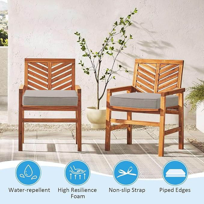 19 x 19 Inch Sunbrella Outdoor Chair Cushions with Tie Straps, Set of 4 Thick Water Repellent Square Patio Chair Pads for Garden Lawn Patio Furniture, Specrtum Pebble
