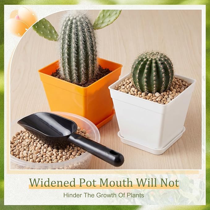 Amyhill 100 Pcs 4 Inch Flower Pots Square Plants Nursery Pot Plastic Plant Seedling Pots Small Nursery Transplanting Planter Container with Saucer for Indoor Succulent Balcony Garden (Fashion Color)