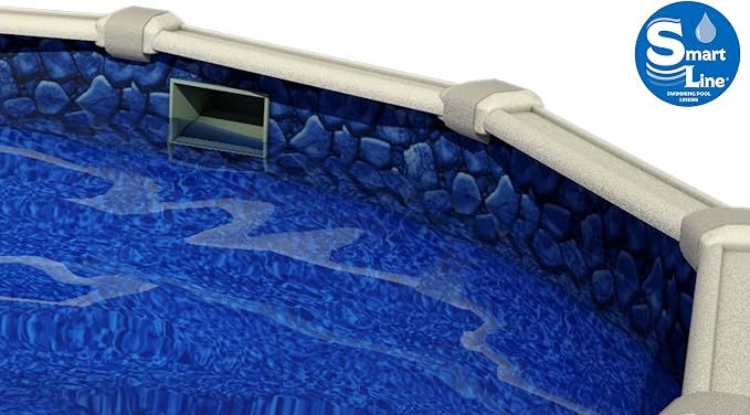 Lake Effect Pools 'Meadows Reprieve' 24' Round Above Ground Swimming Pool | 52" Inch Height | Resin Protected Steel Sided Walls | a Boulder Swirl Overlap Pool Liner and Widemouth Skimmer