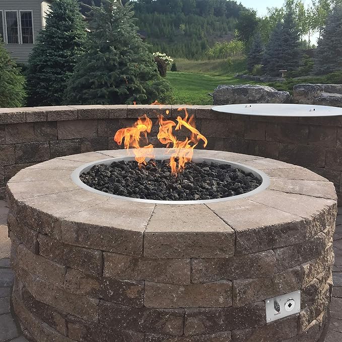 Stanbroil 25 Inch Drop-in Round Gas Fire Pit Kit with Spark Ignition, Propane Gas Version, 304 Stainless Steel