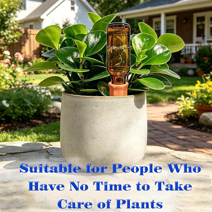 Terracotta Plant Watering Devices, Outdoor Indoor Plant Self Waterer Spikes | 6pcs Self Watering Planter Insert for Garden Potted Plant, Large Automatic Plant Watering Stakes Bulb for Vacation Plant Care
