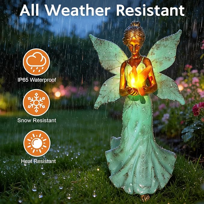 Solar Angel Garden Statues, Outdoor Solar Lights Waterproof, Birthday Gifts for Mom Women Mother's Day, Garden Figurines for Yard Decor Patio Porch Lawn Ornaments