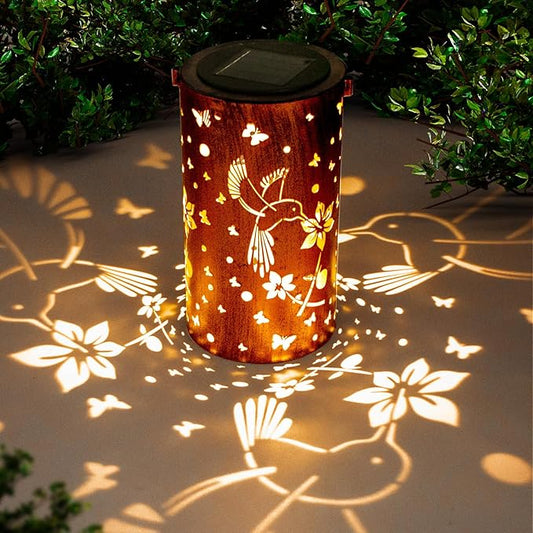 DIBIEECN Hummingbird Solar Lanterns Outdoor Waterproof, Gifts for Women | Birthday Gifts for Women, Mom & Grandma, Outdoor Garden Decor, Metal Hanging Lights, IP65 Waterproof, LED Decorative Lantern