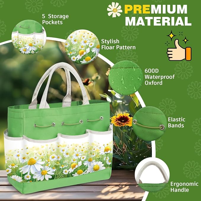 22Pcs Garden Tools Set for Women,Heavy Duty Hand Tool Kit,Birthday Gifts for Mom Wife Grandma Beginner,Gardening Essentials with Large Tote Bag/Repotting Mat/Trowel/Rake/Pruner/Gloves/Plant Tags-Green