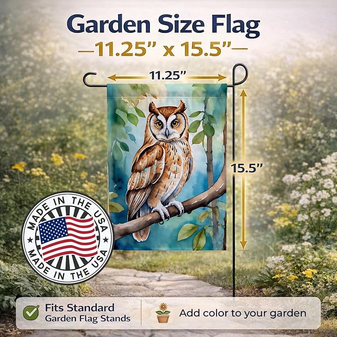 Caroline's Treasures Oriental Bay Owl Garden Flag Mailbox Flag Decorative Yard Flag Banner Outside Patio Artwork Yard Flower Beds, Garden Size, Multicolor