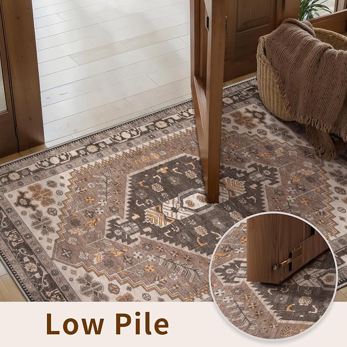 Ciicool Long Washable Runners Area Rug for Hallways,Ultra Soft 2x8ft Carpet | Oriental Non-Slip Hazel Indoor Vintage Entry Rugs for Kitchen Entryway Bedroom Bedside Living Room Laundry Bathroom Decor