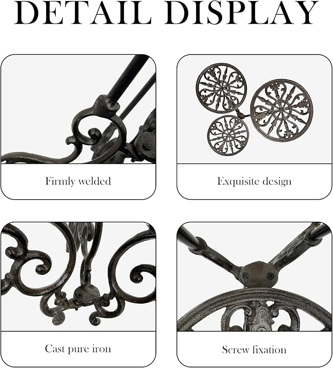 Cast Iron Plant Stand Indoor, 3 Tier Vintage Plant Shelf with Ornate Design, Heavy Duty Corner Plant Stand for House Decor, Ornament Display Stand for Plants
