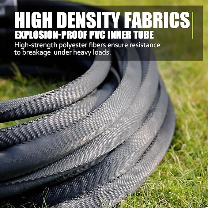Relxitl Garden Hose 50feet, Water Hose with 10 Function Hose Nozzle, NON-Expandable Hose, Tough & Flexible, Lightweight, Crush Resistant Fittings, Kink & Tangle Free, Rust Proof for Watering