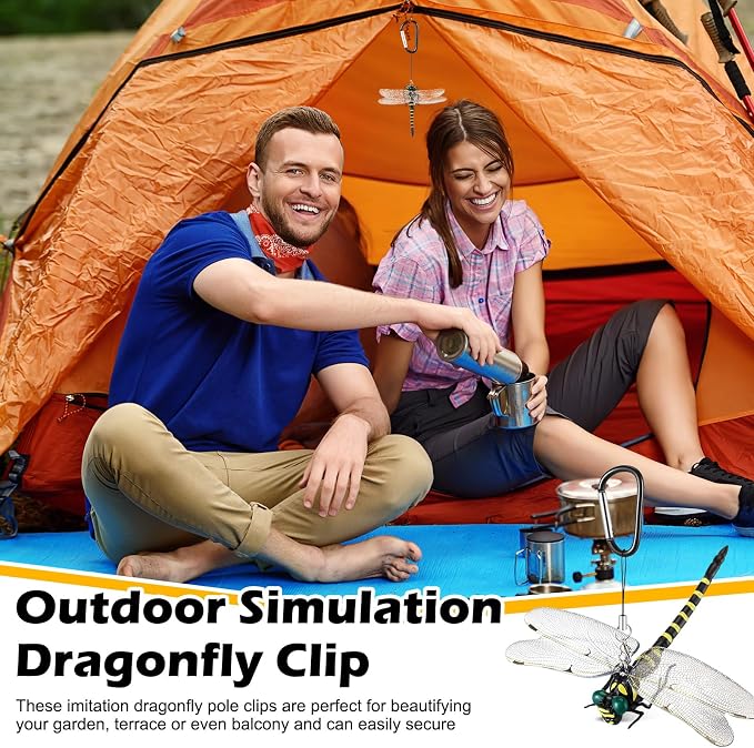 Qualirey Dragonfly Hat Clip Realistic Simulated Dragonfly with Hook Clip Attach to Backpack Hat for Indoor Yard Garden Plant Decor(Yellow,2pcs)