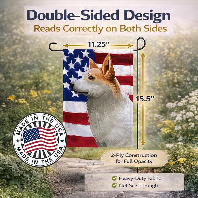 Caroline's Treasures CK6628GF Norrbottenspets Dog American Flag Garden Flag Mailbox Flag Decorative Yard Flag Banner Outside Patio Artwork Yard Flower Beds, Garden Size, Multicolor