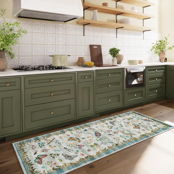 Machine Washable Runner Rug for Entryway: 2'x6' Kitchen Rugs Stain Resistant Non Slip Low Pile Soft Carpet Runners for Hallways Indoor Entryway Kitchen Beside Bedroom Living Room Farmhouse