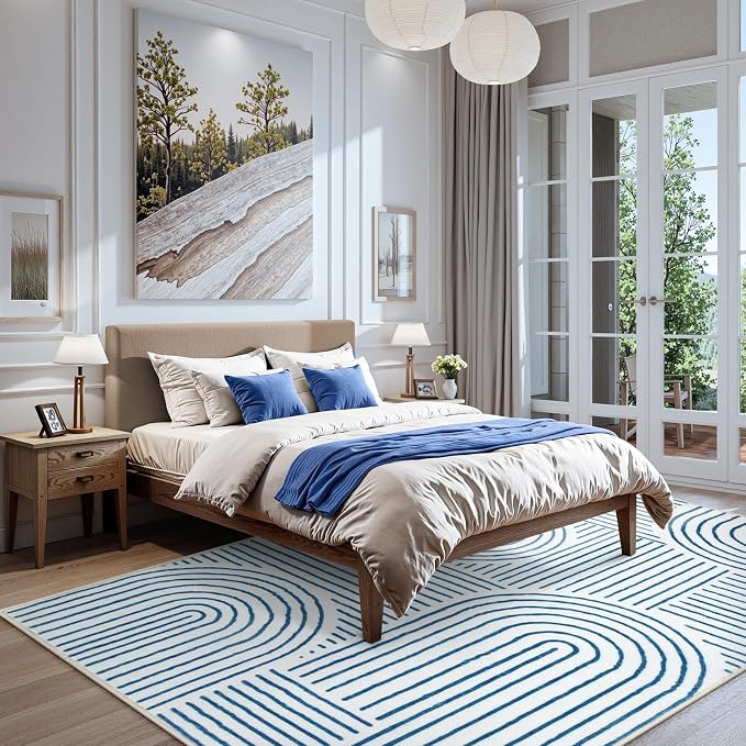 Lahome Abstract Blue 6x9 Area Rugs, Soft Washable Rugs for Living Room