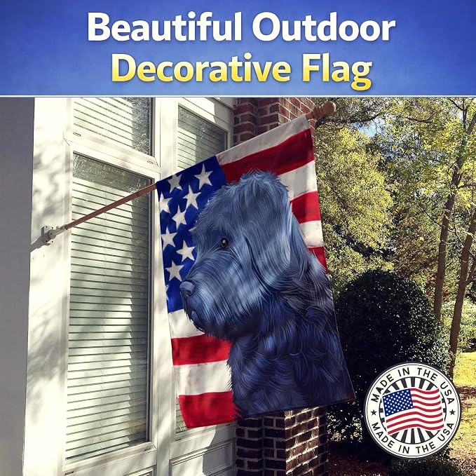 Caroline's Treasures CK6453CHF Bouvier des Flandres American Flag House Flag Large Porch Sleeve Pole Decorative Outside Yard Banner Artwork Wall Hanging, Polyester, House Size, Multicolor