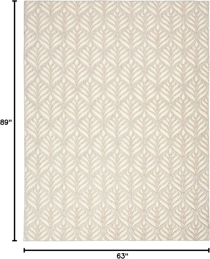 Nourison Home Aloha Ivory Grey 5'3" x 7'5" Area Rug - Easy Clean, Non Shedding, Bed Room, Living Room, Dining Room, Kitchen (5' x 8')