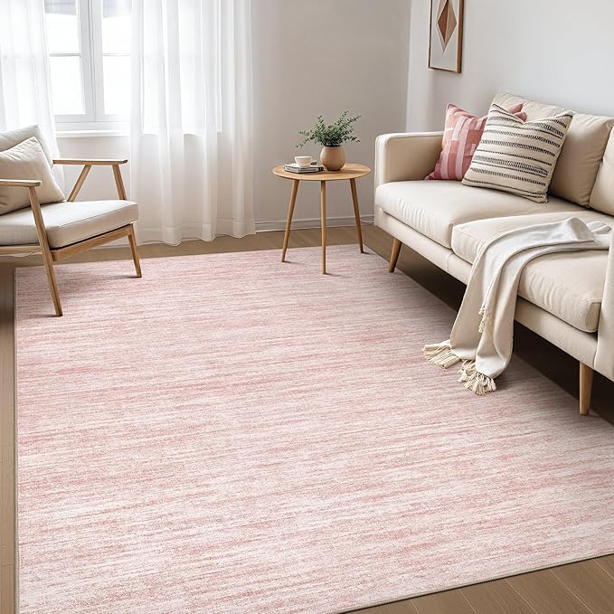Nakagishi Boho 5x7 Area Rug Living Room Rugs Machine Washable Pink | Soft, Pet & Kid Friendly, Carpet for Living Room/Bedroom/Office/Kitchen/Nursery, Daily Home Decor Stain Resistant Moroccan