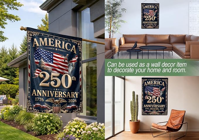 250th Anniversary Usa Commemorative Flags, 250 Years Of Freedom Flag, American 250th Anniversary Patriotic Design, 1776-2026 Commemorative Banner, Garden Flags For Outside, Front And Back Print 4 (30x40 Inch)