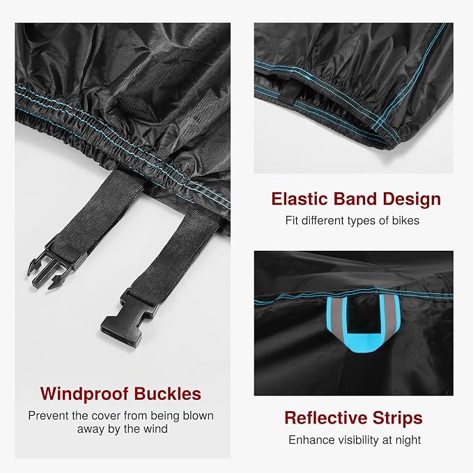 Puroma Bike Cover for 1/2/3 Bikes, 210D Waterproof Outdoor Storage Bicycle Covers Rain Sun UV Dust Wind Proof with Lock Hole for Mountain Road Electric Bike