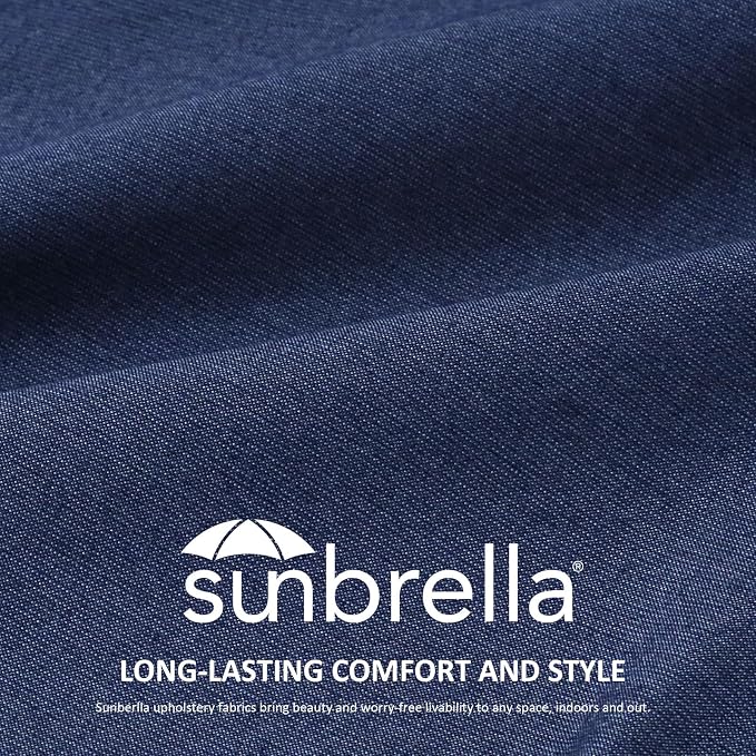 Unimatta Sunbrella Outdoor Separate High Back Cushion Seat Pads, 2-Pack 44 x 21 Inch Water-Repellent & Fade-Resistant Patio Furniture Cushions with Ties for Adirondack, Rocking Chairs, Specrtum indigo