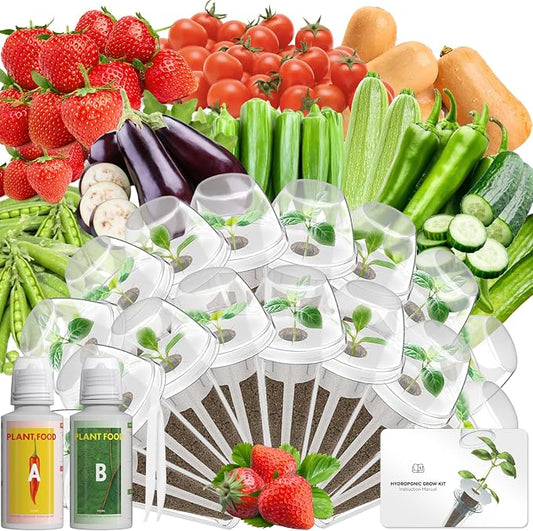 LYKOCLEAN 16-pod Fruits Seeds Pod Kit for, iDOO, Ahopegarden Hydroponics Growing System, 350+ Seeds (Include Red Strawberry, Tomato, Green Pepper, Eggplant, Peas, Cucumber, Okra, Pumpkin)