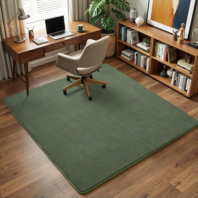 Amearea 5x5 Square Area Rugs for Bedroom Living Room, Sage Green Fluffy Rug | Thickened Memory Foam Rug, Indoor Washable Rugs Non Slip Minimalist Carpet for Kids Boys Girls Dorm Nursery Room Decor