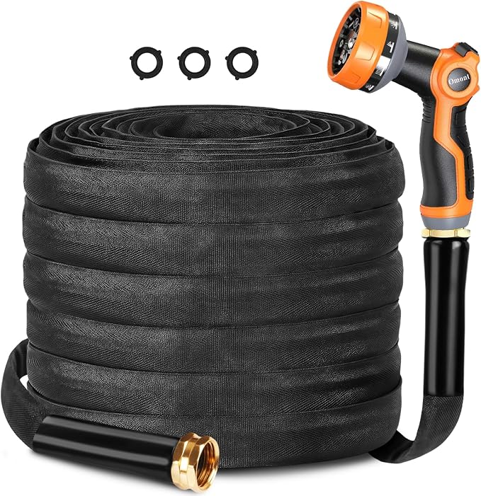 Garden Hose 50FT, Camper Water Hose with Nozzle Ultra-Light & Flexible Garden Water Hose - Burst-Resistant, Kink-Free, High-Pressure Use for Lawns, Gardens, and Outdoor Cleaning
