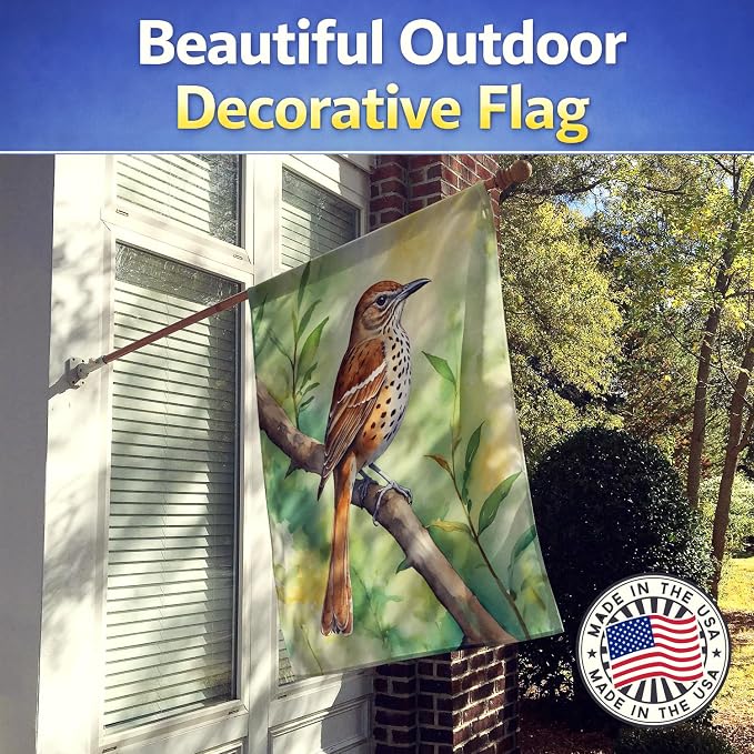 Caroline's Treasures Georgia Brown Thrasher House Flag Large Porch Sleeve Pole Decorative Outside Yard Banner Artwork Wall Hanging, Polyester, House Size, Multicolor