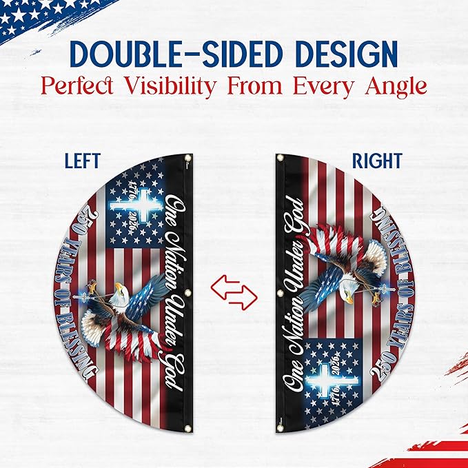 FLAGWIX American One Nation Under God Flag - Polyester Double-sided Yard Flags For Outside Fan Flag, 3x6 ft - 4th of July Decorations for Home Yard Garden Decor Banner, Gifts For Men Women