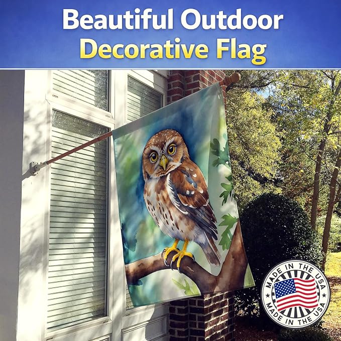 Caroline's Treasures Northern Pygmy Owl House Flag Large Porch Sleeve Pole Decorative Outside Yard Banner Artwork Wall Hanging, Polyester, House Size, Multicolor