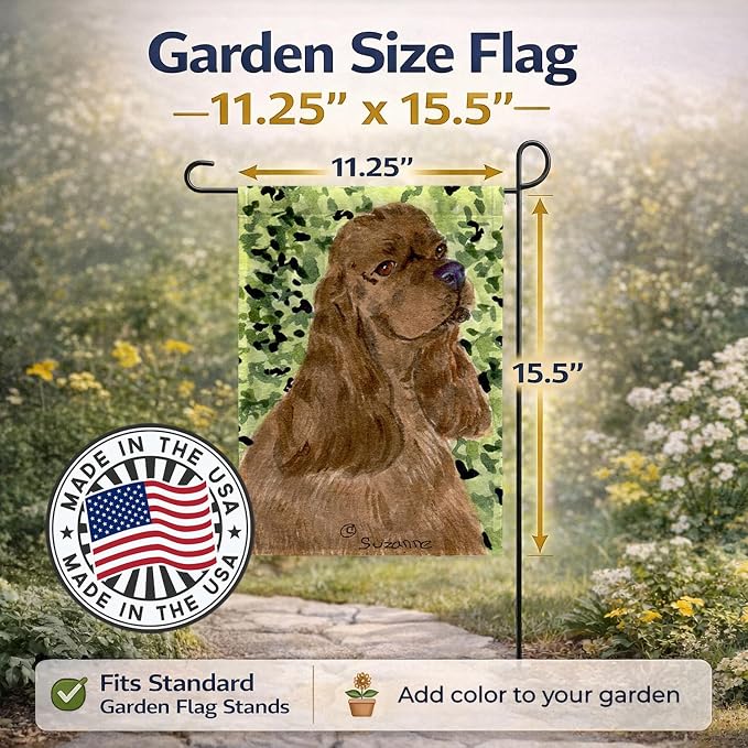 Caroline's Treasures SS8807GF Cocker Spaniel Garden Flag Mailbox Flag Decorative Yard Flag Banner Outside Patio Artwork Yard Flower Beds, Garden Size, Multicolor
