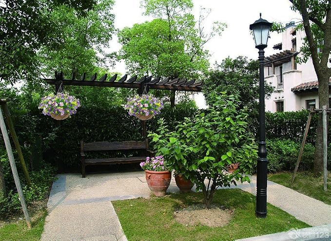 Artificial Hanging Flowers with Basket,Fake Daisy Flowers in 12 inch Coconut Lining Hanging Baskets for The Decoration of Courtyard, Indoors, and Outdoors(Purple)