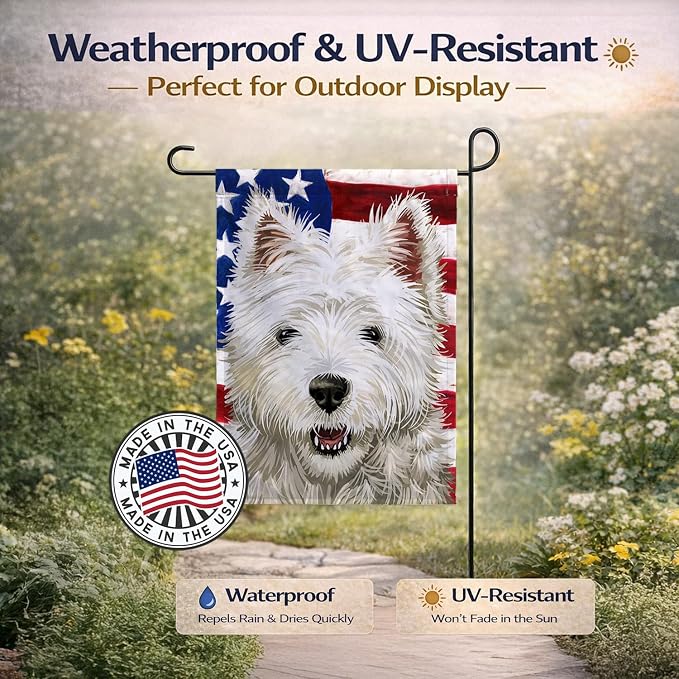 Caroline's Treasures CK6471GF Cairn Terrier Dog American Flag Garden Flag Mailbox Flag Decorative Yard Flag Banner Outside Patio Artwork Yard Flower Beds, Garden Size, Multicolor