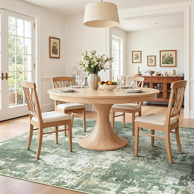 RELEANY Washable 6'x9' Abstract Area Rug for Living Room Light Green | Carpet for Bedroom, Kitchen, Office, Hallway and Entryway, Printed Pattern, Non‑Slip, Soft, Stain‑Resistant, Easy to Clean