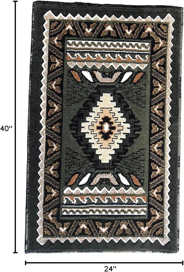 YHSF South West Native American Area Tribal Rug - Sage Green, 2' x 3'4" | Easy-Clean, Soft & Durable Tribal Rug for Living Room, Bedroom, Kitchen & More - Stain-Proof Runner for Home Decor