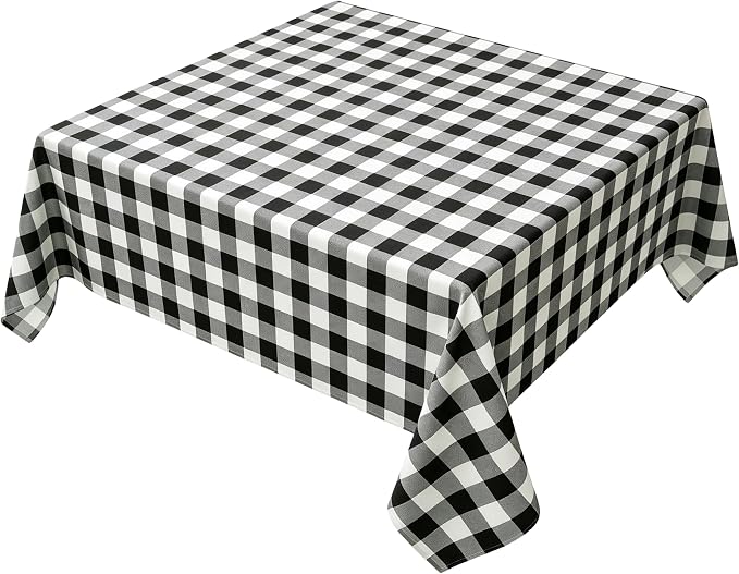 Waterproof Plaid Tablecloth Fabric - Square 58x58 Inch Classic Gingham Checker Table Cloth for Indoor/Outdoor Use - Buffalo Table Cover for Picnics, BBQs, and Parties