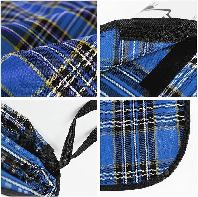 Wind Tour Waterproof Picnic Blanket with Carry Strap - Foldable Sandproof Outdoor Mat for Camping, Beach, Park - 59" x 71",Navy Blue(Two Mat Set)