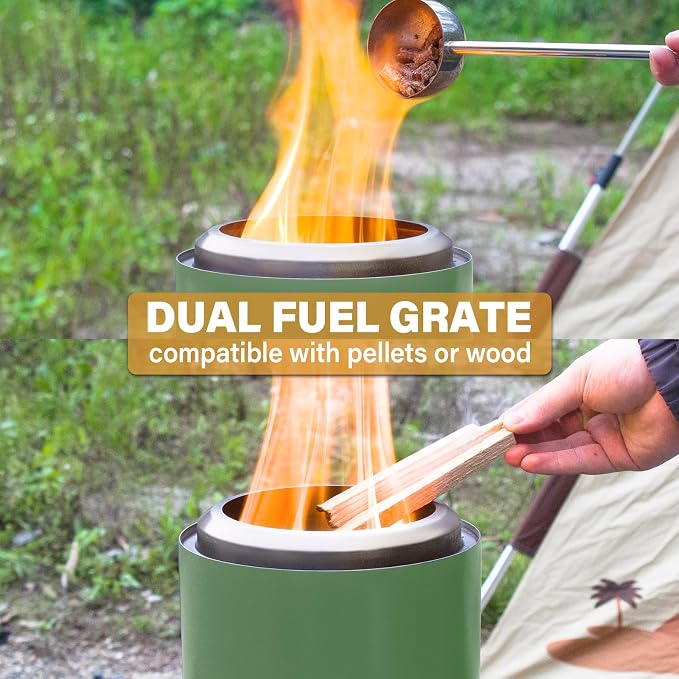HGD 8.0 x 5.5 Inch Smokeless Firepit, Stainless Steel Fire Pits, Smokeless Fire Pit for Outside with Carry Bag for Camping Backyard Patio Garden Picnic Green