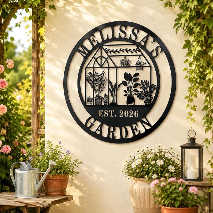 Personalized Metal Garden Greenhouse Sign, Custom Hanging Garden Decor for Outside, Unique Gardenhouse Sign,Perfect Mother's Day, Grandma, Sister Gift
