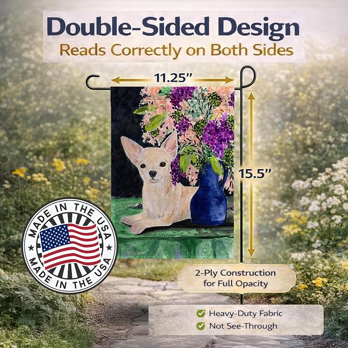 Caroline's Treasures SS8289GF Chihuahua Garden Flag Mailbox Flag Decorative Yard Flag Banner Outside Patio Artwork Yard Flower Beds, Garden Size, Multicolor