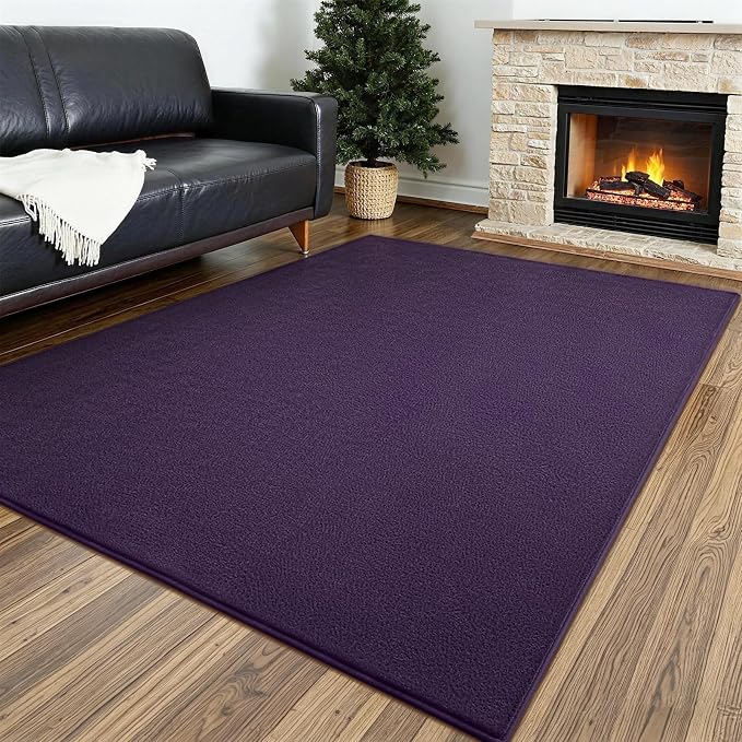 Vosofe Memory Foam Area Rugs for Bedroom Living Room, 4x6 Purple Rug Carpet | Soft Comfy Thickened Indoor Carpets, Modern Aesthetic Minimalist Carpet for Boys Girls Adults Playroom Nursery Home Decor