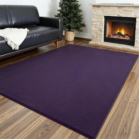 Vosofe Memory Foam Area Rugs for Bedroom Living Room, 4x6 Purple Rug Carpet | Soft Comfy Thickened Indoor Carpets, Modern Aesthetic Minimalist Carpet for Boys Girls Adults Playroom Nursery Home Decor