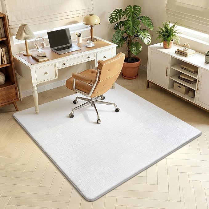 Amearea 5x5 Square Area Rugs for Bedroom Living Room, White Memory Foam Rug | Thickened Fluffy Indoor Washable Rugs, Modern Non Slip Minimalist Carpet for Kids Boys Girls Dorm Nursery Room Decor