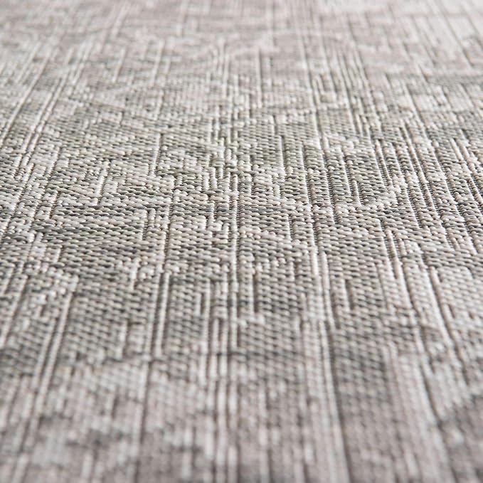 Unique Loom Outdoor Collection Area Rug - Dubai (6' 7" Round, Gray/ Ivory)