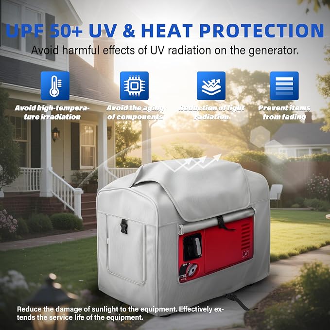 Portable Generator Cover,21.7 Lx 13.8Wx17.4H inches,Generator cover running, Can Be Rolled Up and Opened All Around.fits various scenarios, Gray.