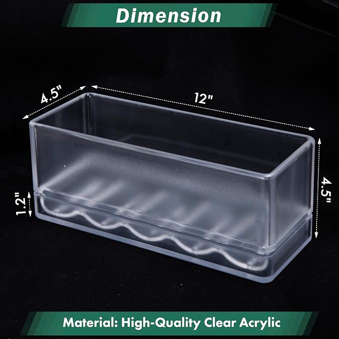 D'vine Dev 12 Inch Window Box Planter, Rectangle Acrylic Herb Planter with Drainage Holes and Saucer, Indoor Succulent Cactus Vegetable Pot for Windowsill, Garden Balcony, Clear, Set of 1, 76-X-D-1
