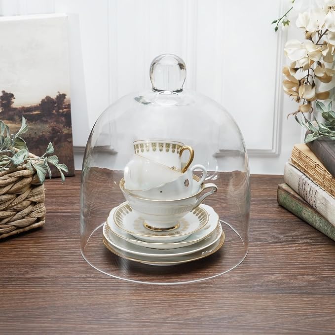 Plymor 7.875 inch x 9.5 inch Bell Jar Glass Display Dome Cloche (Interior Size 7.5" x 7.5")