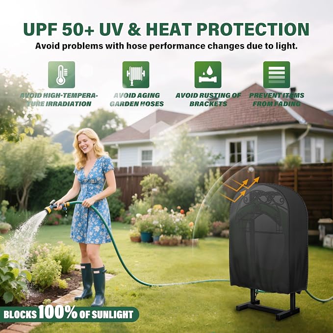 Double sided garden hose bracket cover, suitable for double-sided hose reel brackets that can accommodate 150 feet of hoses - waterproof, UV resistant, extending the service life of water pipes