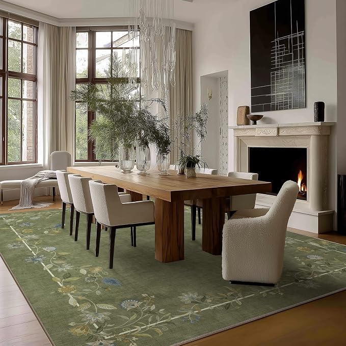 10x12 Area Rug for Living Room: Washable Rugs Stain Resistant Non Slip Low Pile Ultra Soft Faux Wool Lightweight Large Rugs for Bedroom Dining Room Under Table Rug Nursery Farmhouse Home Office Indoor