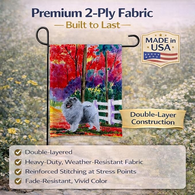 Caroline's Treasures SS8432GF Keeshond Garden Flag Mailbox Flag Decorative Yard Flag Banner Outside Patio Artwork Yard Flower Beds, Garden Size, Multicolor